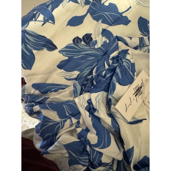 Petal & Pup Midi Dress 10 Blue White Floral Silky One Shoulder Washable NEW - Picture 10 of 16